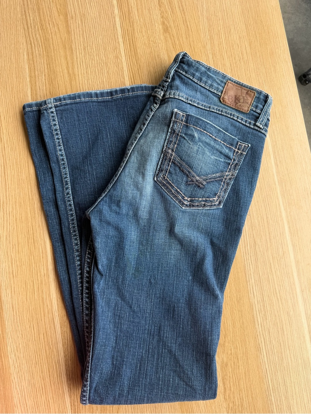 BKE Women's Blue Flare Jeans - Distressed Wash
